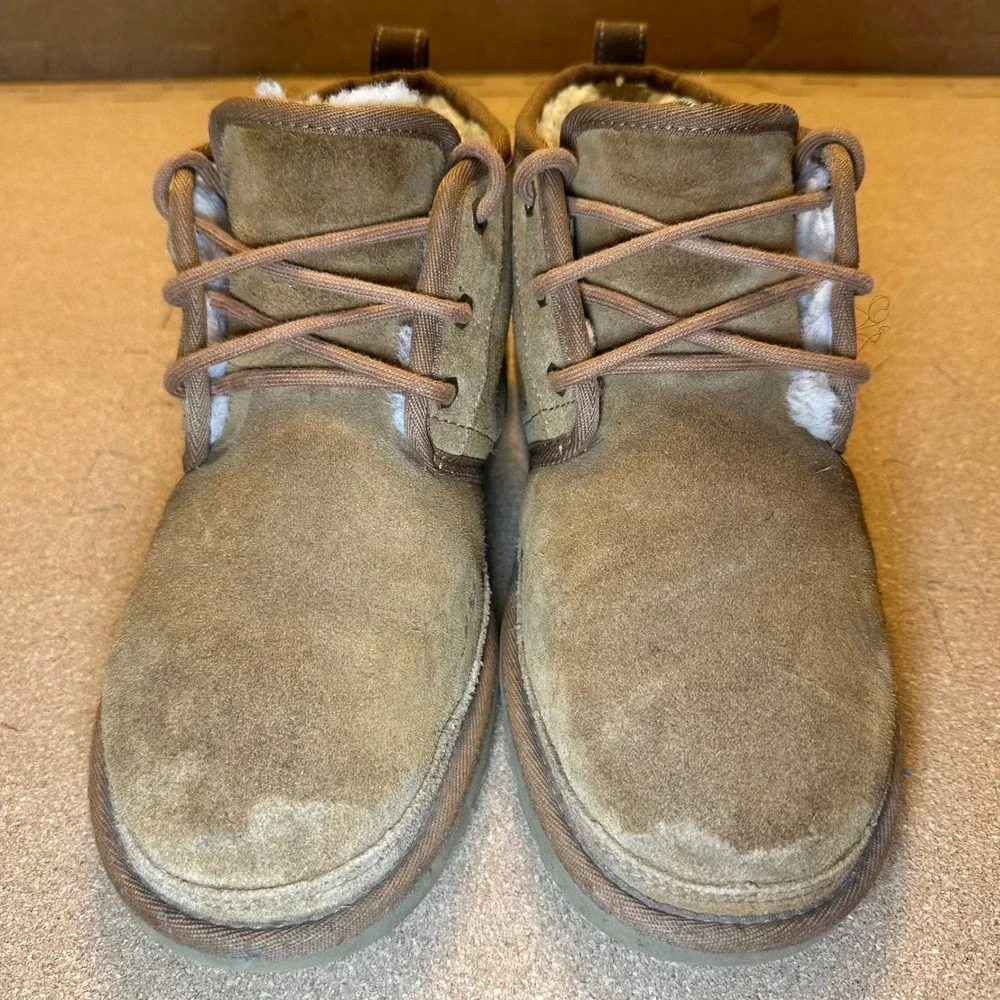 UGG Neumel Chukka Boots Men 7 Brown Suede Lace Up Sheepskin Lined 3236